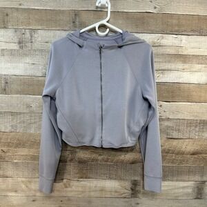 Gilly Hicks Abercrombie Fitch Womens Cropped Zip Hoodie Lavender Athletic Size S